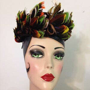 Vintage Woman's Feathered Hat by Louie Miller